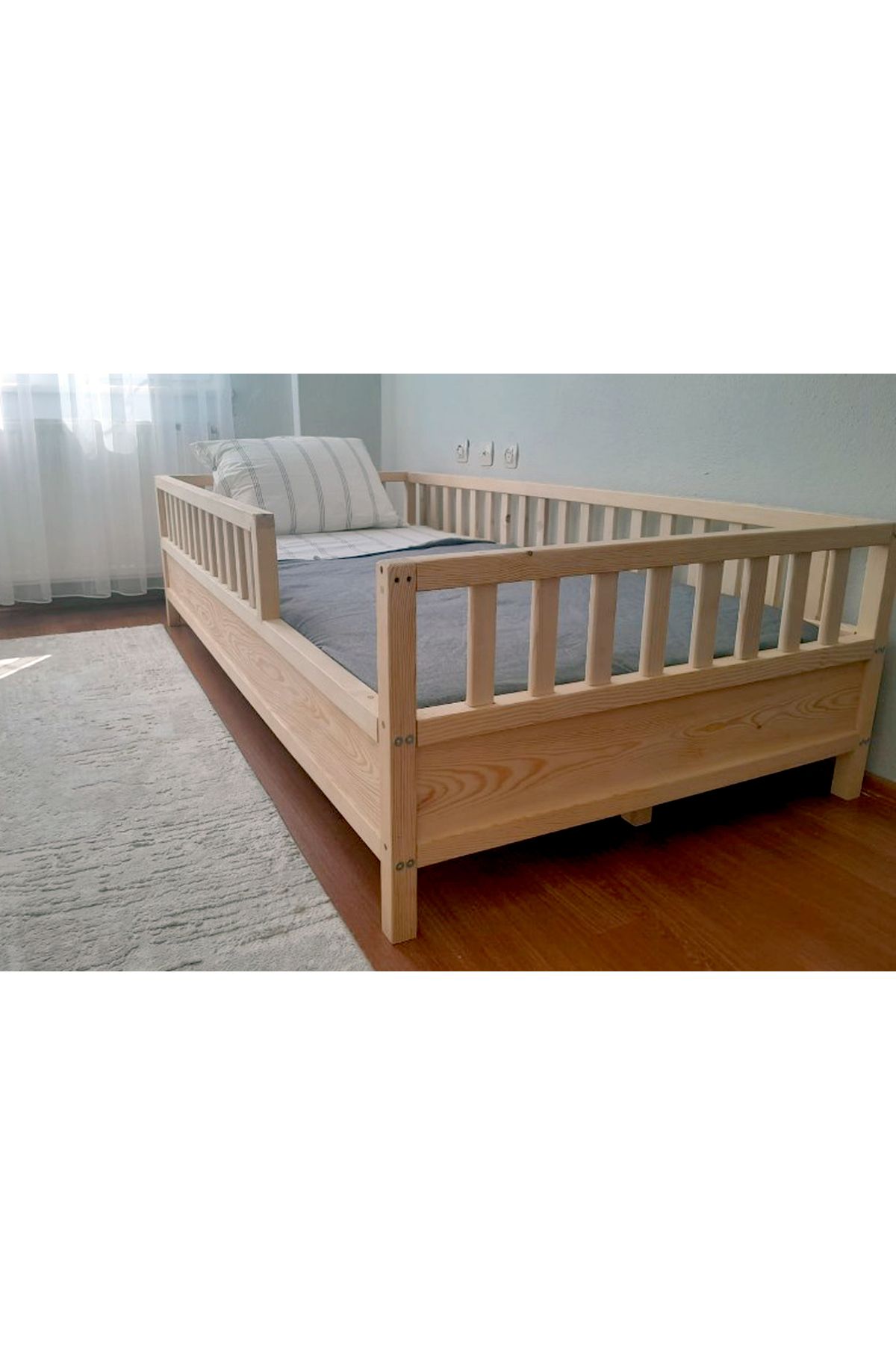 Yatak Bariyerli Montessori Karyola - Ahşap Çocuk Karyolası - tree156