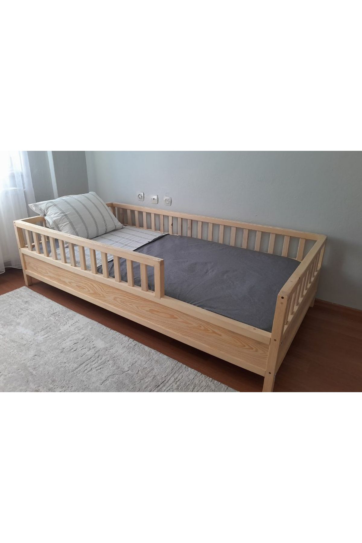Yatak Bariyerli Montessori Karyola - Ahşap Çocuk Karyolası - tree156