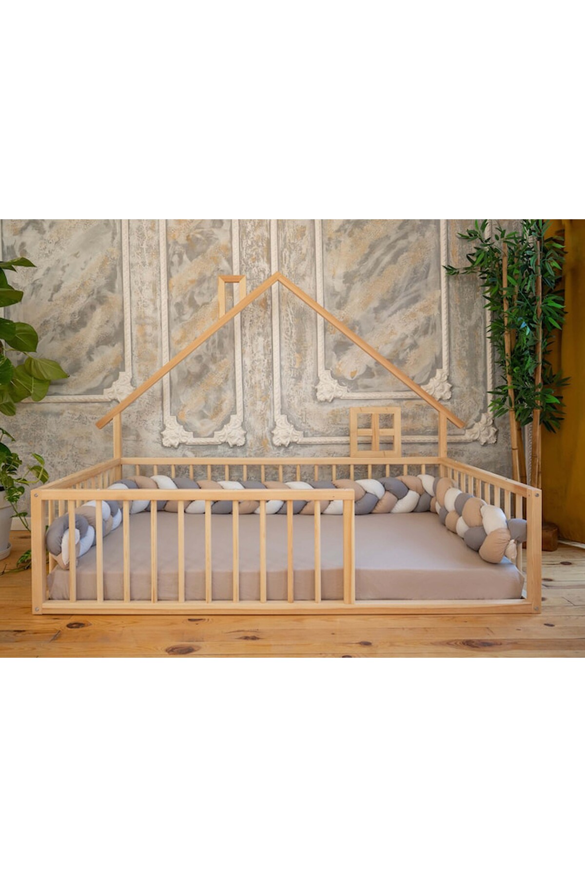 Ahşap Montessori Karyola Masif Ahşap Karyola tree-116