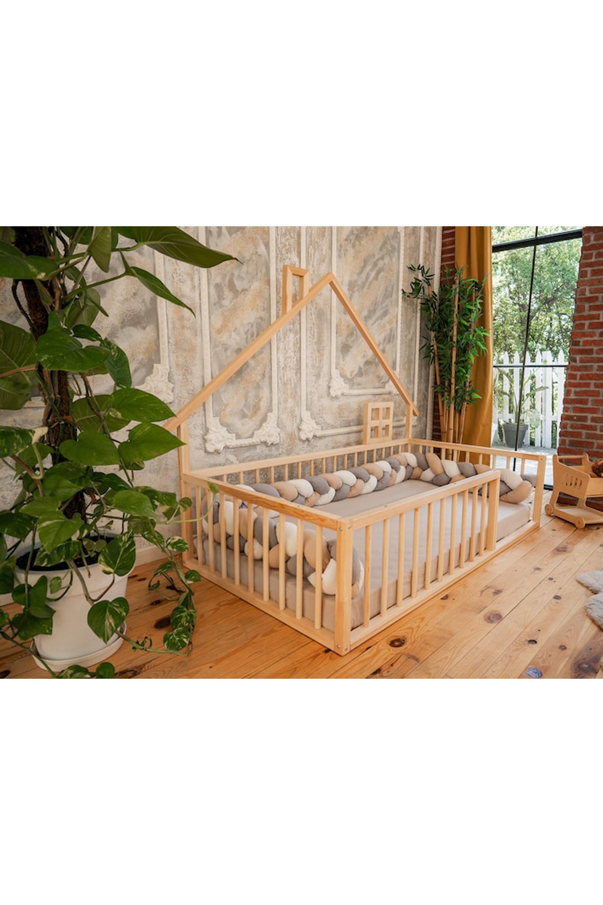 Ahşap Montessori Karyola Masif Ahşap Karyola tree-116