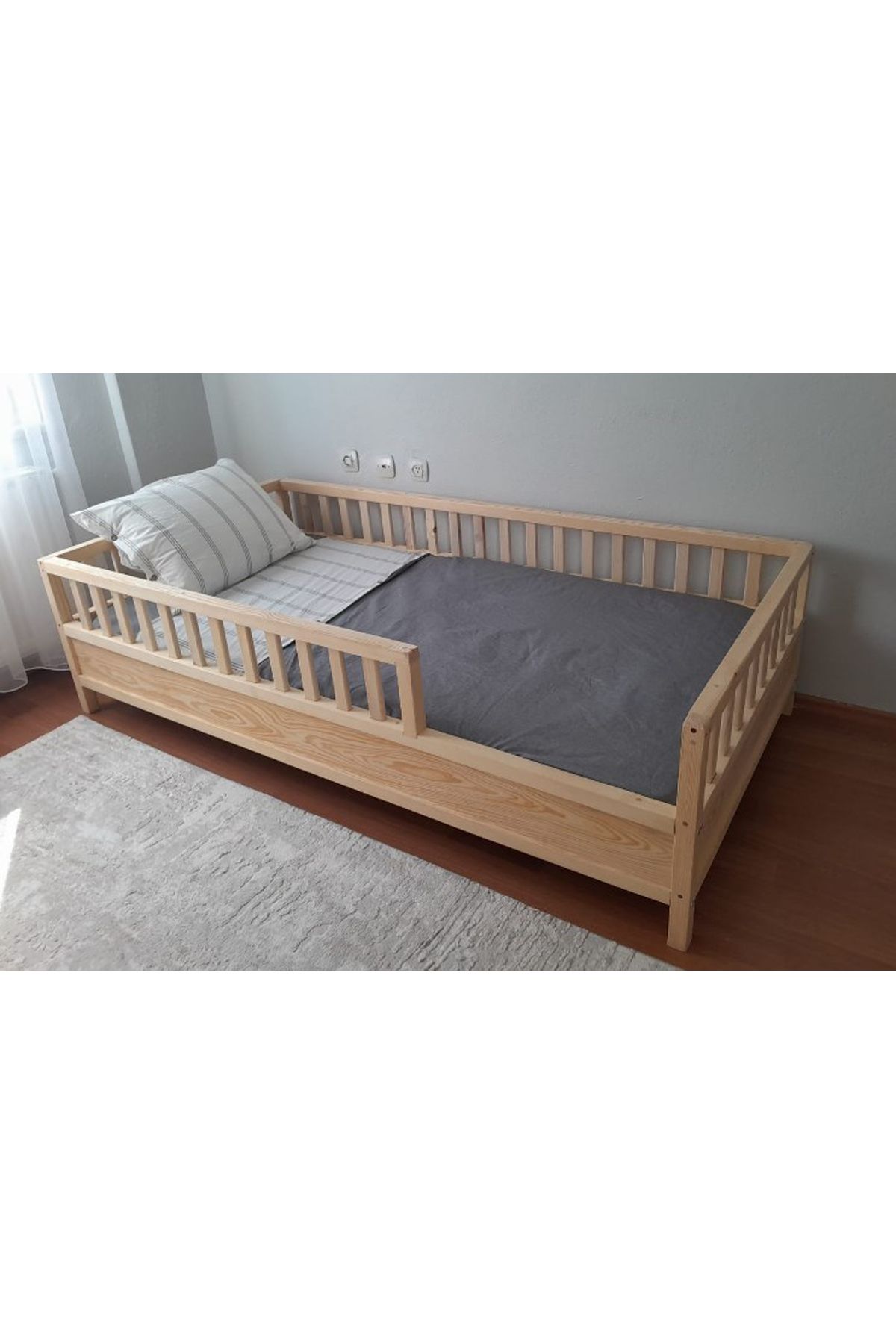 Yatak Bariyerli Montessori Karyola - Ahşap Çocuk Karyolası - tree156