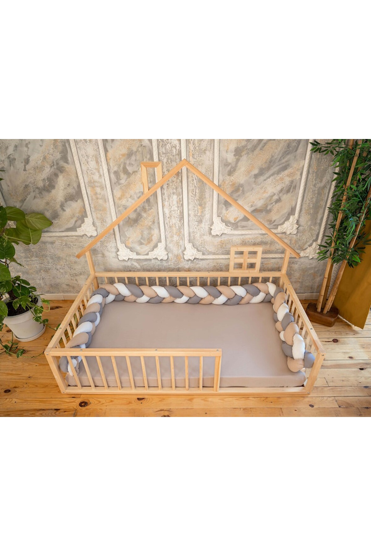 Ahşap Montessori Karyola Masif Ahşap Karyola tree-116